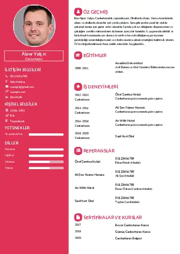 Cankurtaran CV Örnekleri cv indir